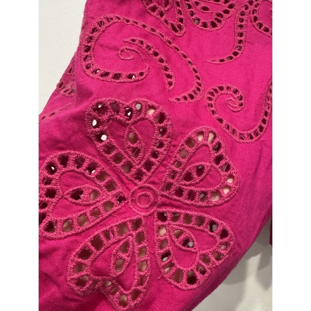 INC International Concepts Top Size Large Blouse Pink Linen Blend Peasant Eyelet - Picture 7 of 8